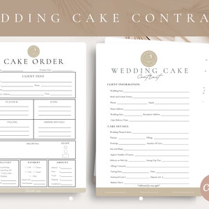 Editable Wedding Cake Contract Template,Wedding Cake Order,Catering Agreement Form for Bakers,Bakery Client Terms and Conditions,CANVA