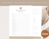 Professional Wedding Planner Client Questionnaire and Welcome Letter, Intake Form, Bride and Groom Questionnaire, Editable Canva Template