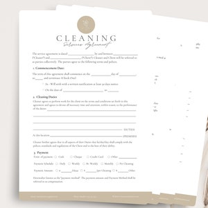 Editable Cleaning services agreement,Cleaning Contract,Cleaning services contract,Commercial,Residential cleaning agreements,CANVA image 1