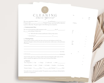 Bearbeitbare Reinigungsdienstleistungsvereinbarung, Reinigungsvertrag, Reinigungsdienstleistungsvertrag, Gewerblich, Reinigungsvereinbarungen für Wohnräume, CANVA