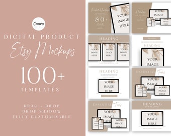 Etsy Listing Mockup, Digital Product Mockup,Sell on Etsy, Planner Mockup, Canva Mockup Template, Canva Listing Template, Mockup Bundle,BOHO
