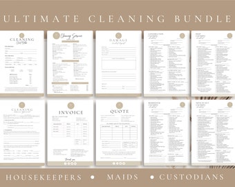 EDITIERBARE Reinigungsdienstvertrags-Bundle, Maid Forms CANVA Vorlage, Hausmeister druckbar, Verwahrer, Reinigungskräfte, bearbeitbare Haushältervereinbarung