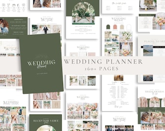 Minimalist Wedding Planner Printable, 160 page Template Wedding Planner,Wedding Itinerary,Wedding Planning Book,Wedding Planning Checklist,