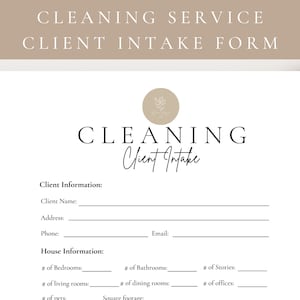 Professional Residential Cleaning Service Client Intake form,Editable Client Form,House Cleaning Template,Cleaning Service Business, CANVA