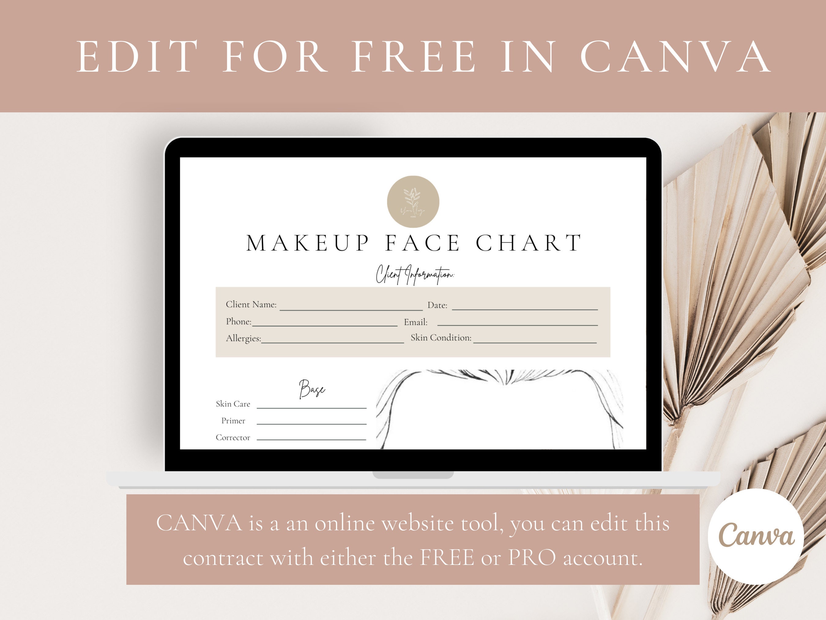 Makeup Artist Face Chart Makeup Artist Form Freelance Makeup - Etsy Canada