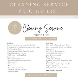 Professional Cleaning Service Pricing List,Editable Pricing List,House Cleaning Template,Cleaning Service Business,Cleaning Service Form