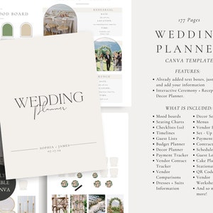 300 Page Canva Wedding Planner Template Bundle, Wedding Planner,Wedding Itinerary,Wedding Planning Book,Wedding Planning Checklist,Binder image 2