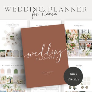 200 Page Canva Wedding Planner Template,Wedding Planner,Wedding Itinerary,Wedding Planning Book,Wedding Planning Checklist,Binder,RUST