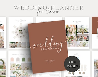 Modello Canva Wedding Planner da 200 pagine, Wedding Planner, Itinerario di nozze, Libro di pianificazione del matrimonio, Lista di controllo per la pianificazione del matrimonio, Raccoglitore, RUGGINE