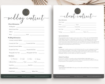 Wedding Photography Contract Template, Forms For Photographers, Client Agreement, Photography Client Contract, CANVA Template, EDITABLE