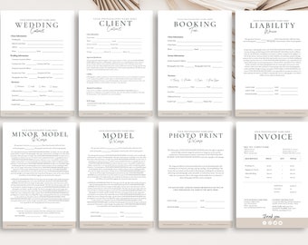 Wedding Photography Contract Template, Photography Forms,8 Form Contract Template SET,Photography Contract for Photographers,CANVA Template