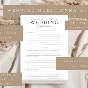Wedding Photography Questionnaire,wedding Client Checklist,editable ...