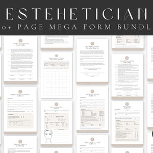 Formulaires de consentement pour esthéticienne professionnelle, Formulaires modifiables d'admission pour esthéticienne, Lot de formulaires commerciaux pour esthéticienne, Épilation à la cire, Soins du visage, Ongles, Microblading
