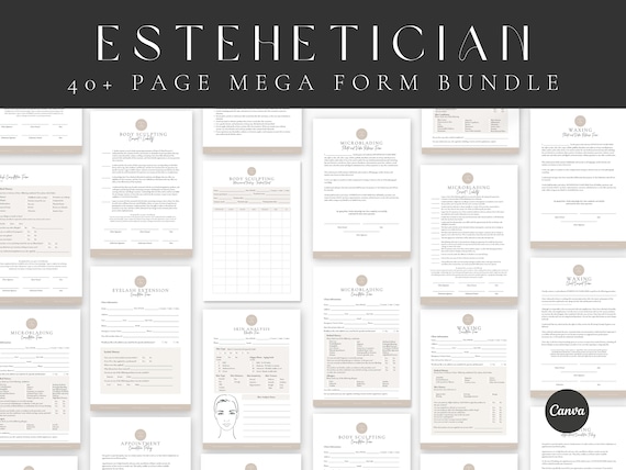 Professional Esthetician Consent Forms, Editable Esthetician Intake Forms,Esthetician Business Forms Bundle,Waxing,Facial,Nails,Microblading
