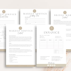 MUA Contract Template, Makeup Artist Contract, Makeup Contract Agreement, Bridal Makeup Contract, Makeup Service Form Bundle, CANVA TEMPLATE
