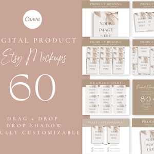 Etsy Listing Mockup, Digital Product Mockup,Sell on Etsy, Planner Mockup, Canva Mockup Template, Canva Listing Template, Mockup Bundle,BOHO