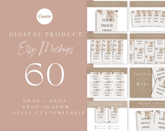 Etsy Listing Mockup, Digital Product Mockup,Sell on Etsy, Planner Mockup, Canva Mockup Template, Canva Listing Template, Mockup Bundle,BOHO