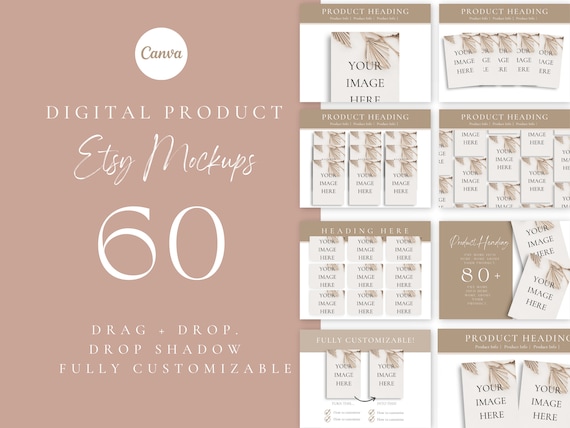 Etsy Listing Mockup, Digital Product Mockup,Sell on Etsy, Planner Mockup, Canva Mockup Template, Canva Listing Template, Mockup Bundle,BOHO