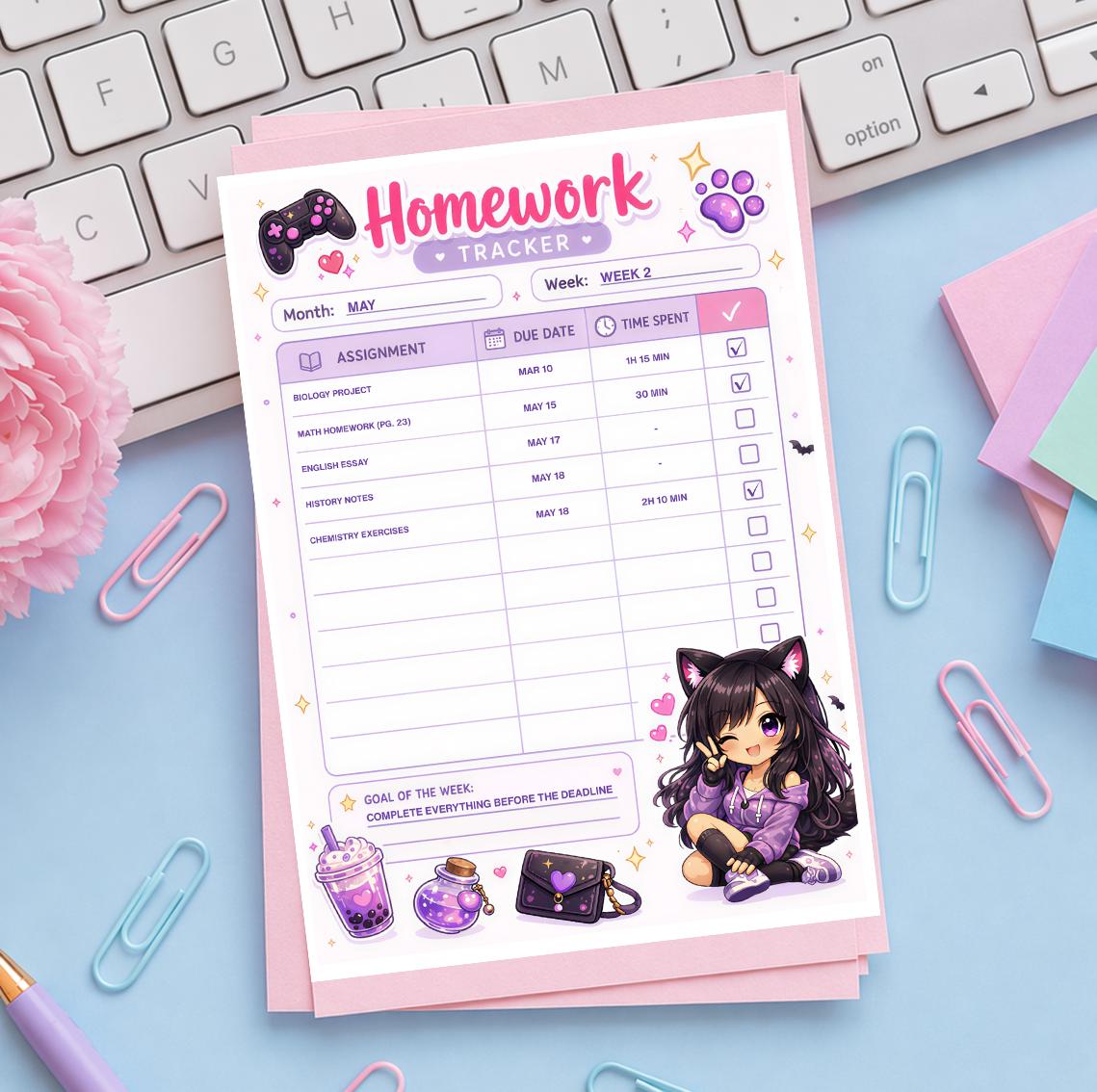 Homework Tracker Printable | Student Planner PDF | Fillable Homework ...