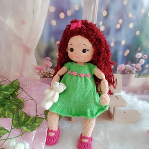 Crochet Doll, Amigurumi Dolls For Sale, Stuffed Doll, Handmade Doll, Amigurumi Doll Finished, knitted curly doll, handmade doll