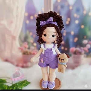 Handmade Crochet Doll: Cotton Amigurumi Doll with Puppy