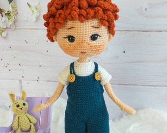 Crochet Doll, Amigurumi Dolls For Sale, Stuffed Doll, Handmade Doll, Amigurumi Doll Finished, knitted curly doll