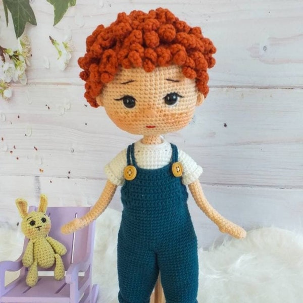 Crochet Doll, Amigurumi Dolls For Sale, Stuffed Doll, Handmade Doll, Amigurumi Doll Finished, knitted curly doll