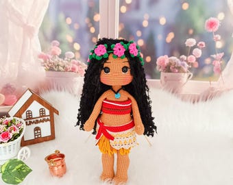モアナと伝説の海 かぎ針編み人形：手作りあみぐるみプリンセスおもちゃ（32 cm）