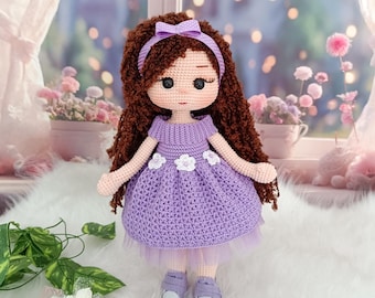 Handmade Crochet Amigurumi Doll: Knitted Cotton Girl, 32cm
