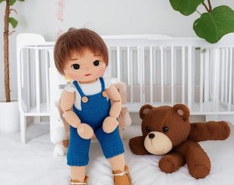 Handmade Crochet Doll: Cotton Amigurumi Doll with Curly Hair