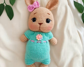 Crochet Bunny Doll: Handmade Knitted Rabbit Plush Toy