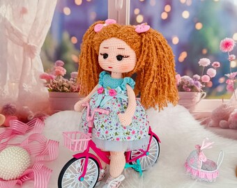 Handmade Crochet Amigurumi Doll: Cotton Knitted Girl Gift (34cm)