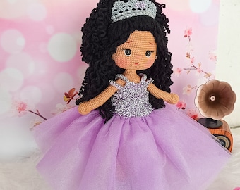 Personalized Crochet Princess Doll, Amigurumi Toy, 33cm Cotton Plush Gift