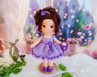 Handmade Crochet Doll: Knitted Curly Hair, Waldorf Style