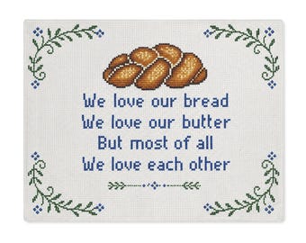 Challah-hoes | We houden van ons brood, we houden van onze boter, maar vooral van elkaar | Shabbat-tafeldecoratie | Joods cadeau