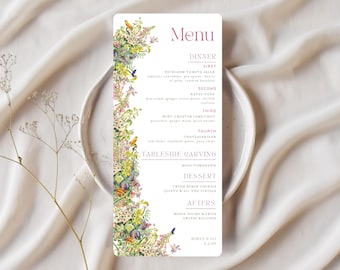 Garden Party Whimsical Wedding Menu