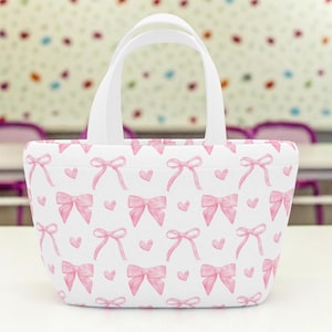 Schleifen Lunch Bag Schleifen - Perfekt für Kinder, Schule, Picknick, Geschenke, den täglichen Gebrauch | Gefütterte Tasche für Frauen