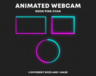 ANIMATED Pink Cyan Neon Webcam Border | Twitch Webcam Overlays | Stream Camera Frame