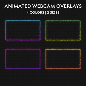Animated Neon Electric Gradient Webcam Borders | 4 Twitch Webcam Overlays Pack | Stream Camera Frame
