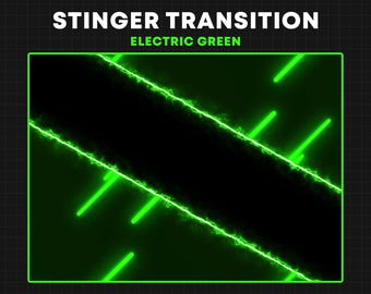 Transición de Stinger ANIMADA / Transición de Twitch de neón eléctrico verde / Superposición de transición de escena / Transición de Stinger de transmisión