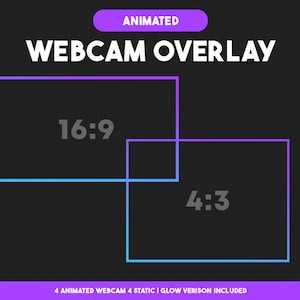 Animowana niebiesko-fioletowa gradientowa ramka kamery internetowej, nakładki kamery internetowej Twitch, ramka kamery strumieniowej