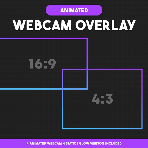 Animated Blue Purple Gradient Webcam Border, Twitch Webcam Overlays, Stream Camera Frame