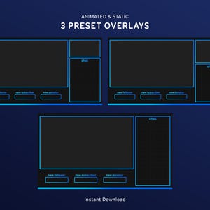 Blue Gradient Stream Overlay Package | Animated Twitch Overlays Pack ...