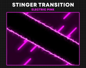 Transición de Stinger ANIMADA / Transición de Twitch de neón eléctrico rosa / Superposición de transición de escena / Transición de Stinger de transmisión