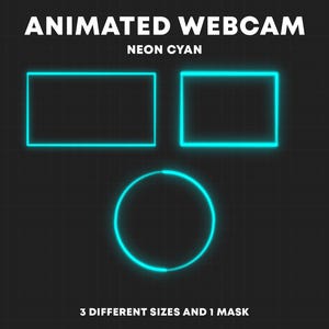 Bordure de webcam cyan néon ANIMÉ | Superpositions de webcams Twitch | Cadre de la caméra en streaming