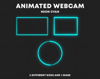 ANIMATED Cyan Neon Webcam Border | Twitch Webcam Overlays | Stream Camera Frame
