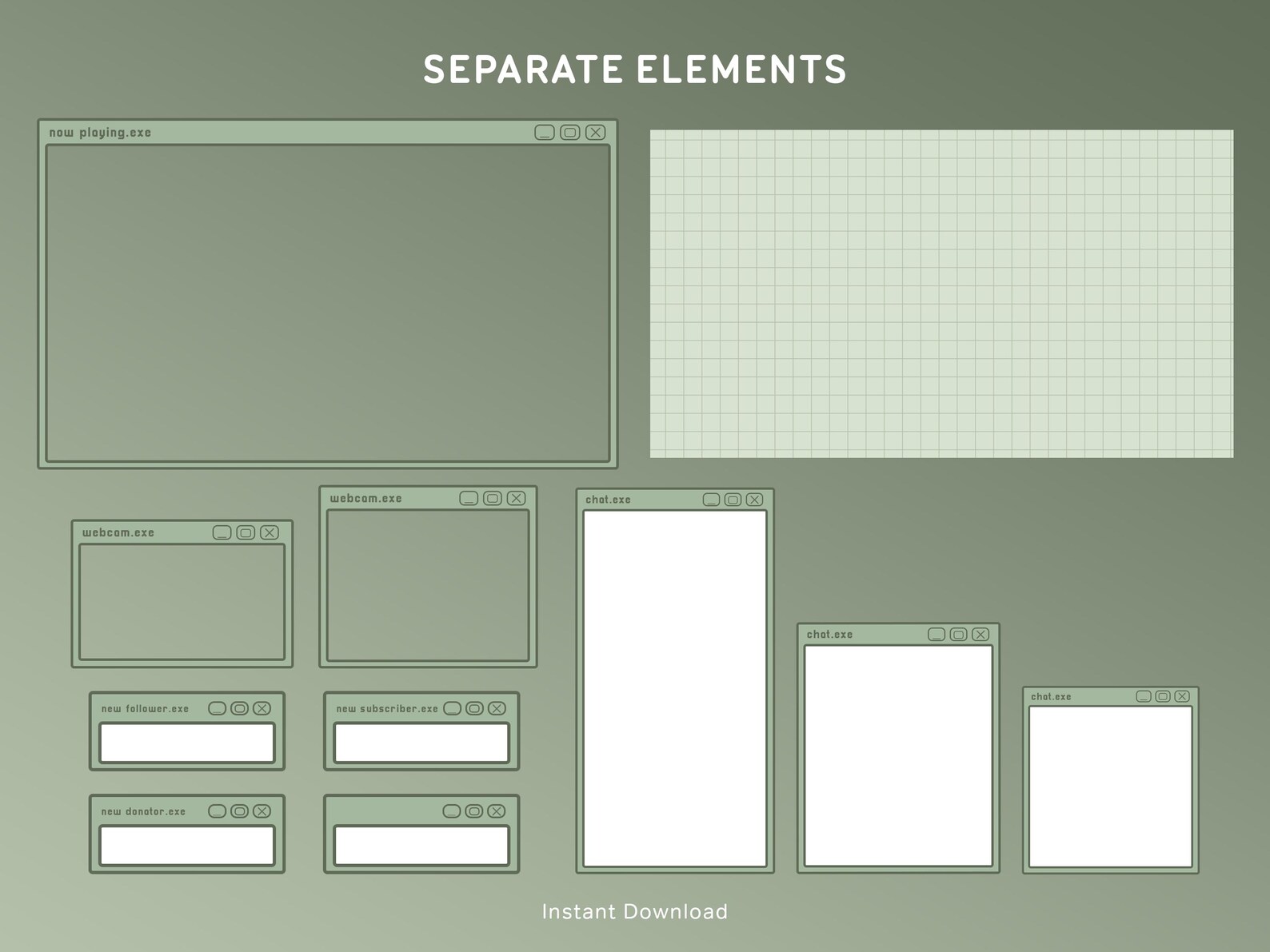 Green Retro Stream Overlay Package | Animated Twitch Overlays Pack ...