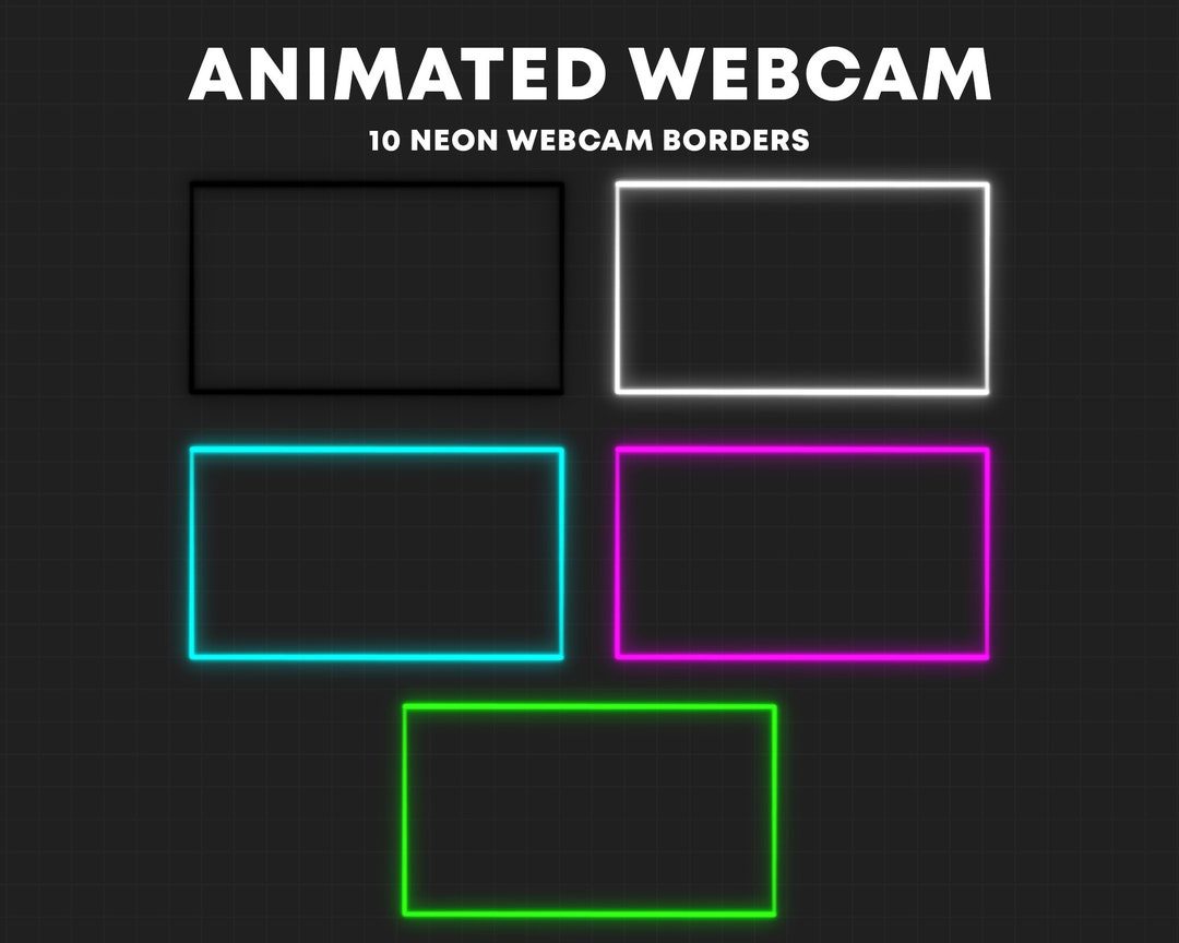 Animated Neon Webcam Borders 10 Twitch Webcam Overlays Pack Stream 