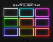 Animated Neon Flickering Webcam Borders | 9 Twitch Webcam Overlays Pack | Stream Camera Frame