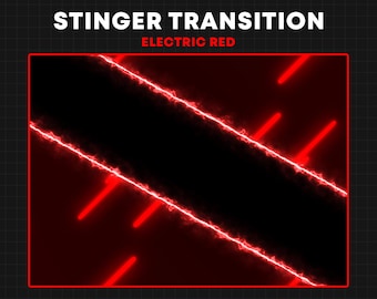 Transición de Stinger ANIMADA / Transición de Twitch de neón eléctrico rojo / Superposición de transición de escena / Transición de Stinger de transmisión